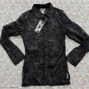 Future Collective Black Sheer Lace Blouse